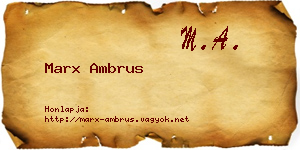 Marx Ambrus névjegykártya